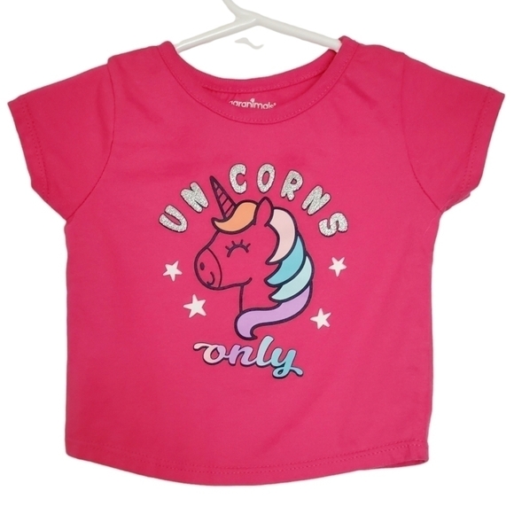 K1319 * Garanimals Unicorns Only Girls Tee Magenta Size 0-3M - Picture 1 of 6